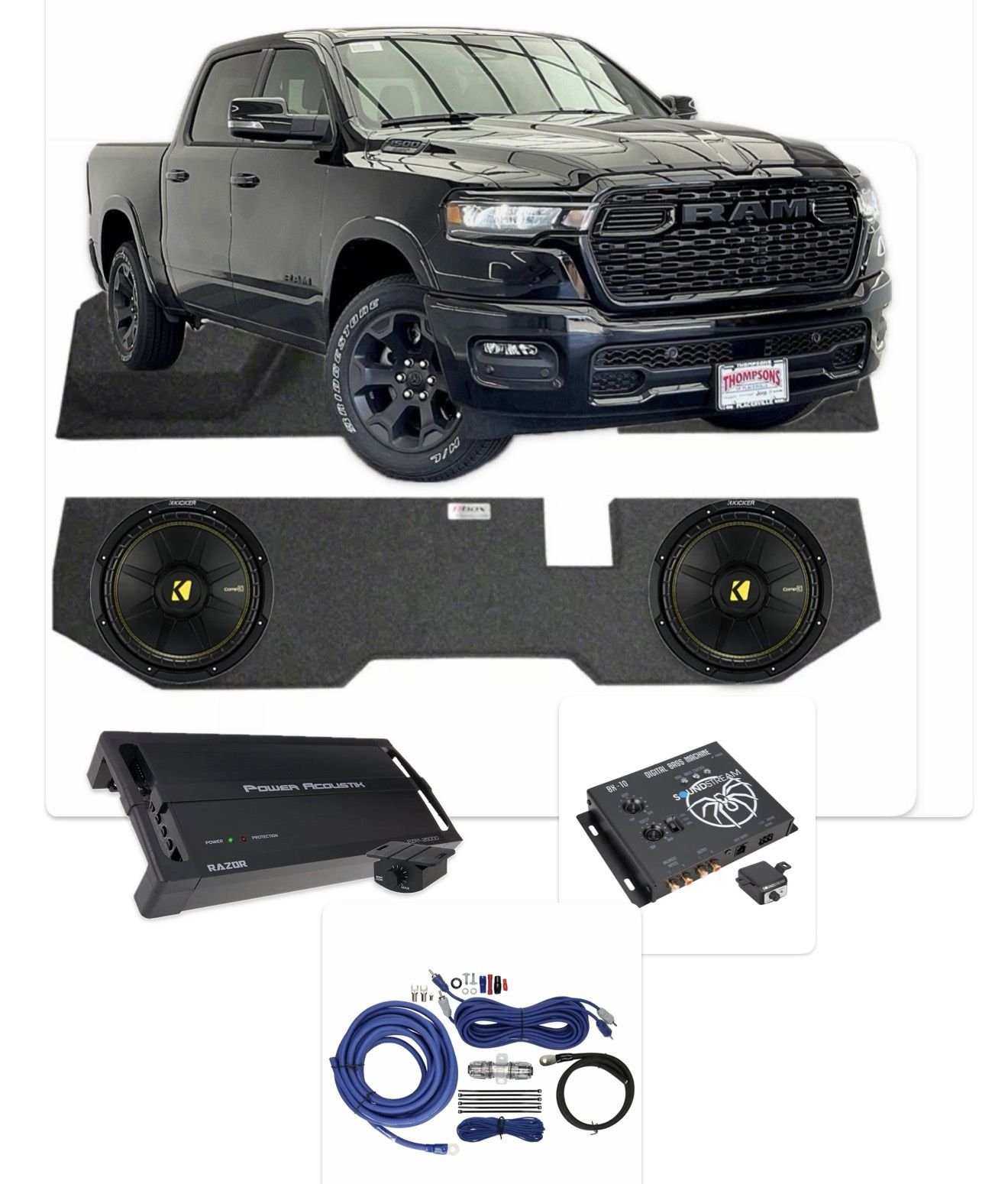 DODGE RAM 4 DOORS BASS PACKAGE KICKER COMPS C 12” Installed