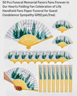 New In Box!! Set Of 50 Memorial Favor Fans. See 👀 Photos. Cash/ Pickup Only