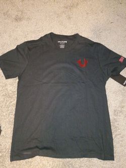 True Religion Black T-Shirt with Red Logo