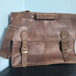Brown Genuine Leather Laptop Bag