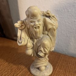 Vintage Chinese Statue Depicting Shou Lao, The Taoist God Of Longevity, 6 Inches