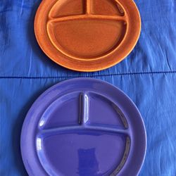 Lot CALIFORNIA POTTERY DEVIDED PLATE ORANGE BLUE ** See TONS of VINTAGE items Here ...