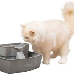 PetSafe Multi-Tier Pet Fountain – Large Waterer Great for Cats and Dogs – 2 Heights to Drink From –