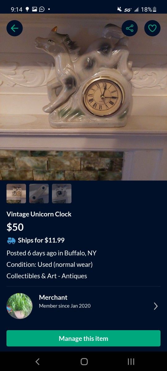 Vintage Unicorn Clock