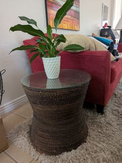 Wicker Wrapped End Table