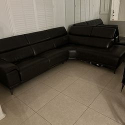 Living Spaces Leather Grey Sectional RV