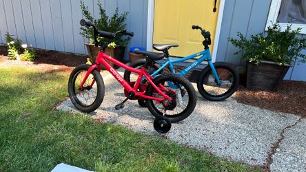 Kids bikes (x2) REI REV 16 *Red & Blue*