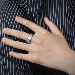 Frosted Tungsten Wedding Band For Men With Cubic Zirconia 9