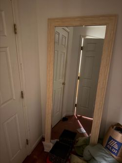 Full Length Floor Mirror Light Wood Frame