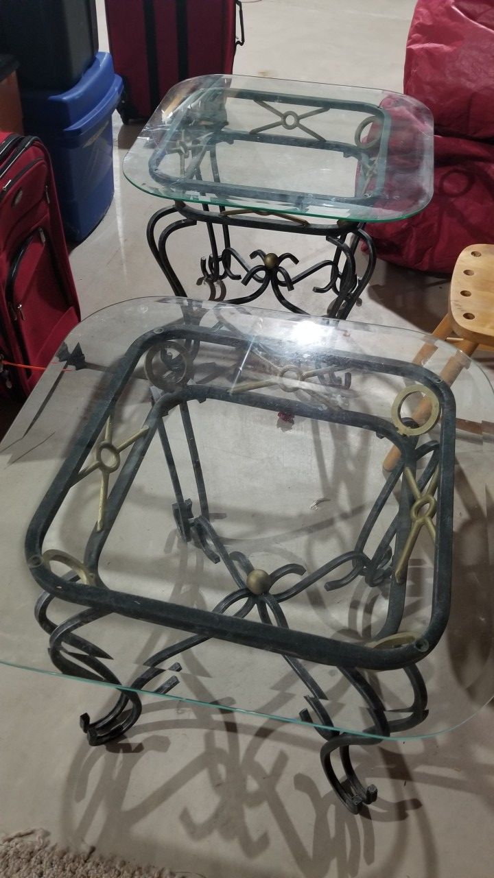 2 Glass top side tables