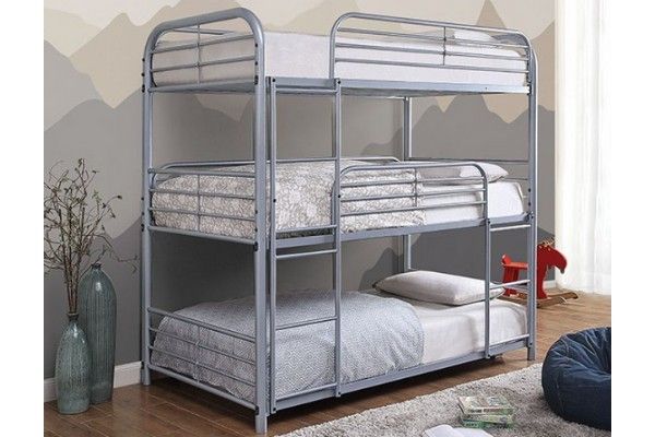 Brand New Silver Metal Twin Size Triple Bunk Bed