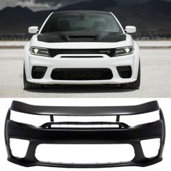 New Dodge Charger Wide Body Front Bumper Hellcat Scat Pack 2020 to 2023 Black Primes Ready to Paint