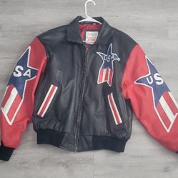 Michael Hoban Vintage Wheremi Leather Bomber Jacket USA Spellout Large 1991