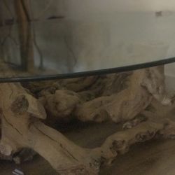 Coffee table wood glass top