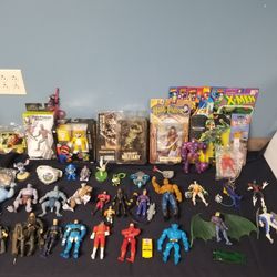 Large Toy Lot Action Figure Collection Including Vintage and New Marvel Xmen and More!