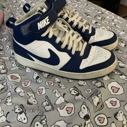 Dark Blue With White High Top Nike Shoes
