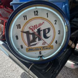 Vintage Miller Lite “Miller Time” Neon Wall Clock