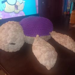 A homemade crochet turtle