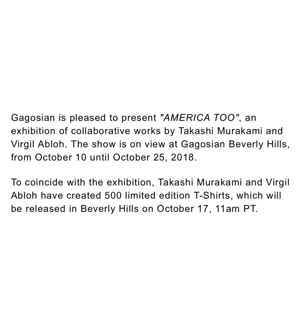 Murakami & Abloh: “AMERICA TOO”, Beverly Hills, October 10–25