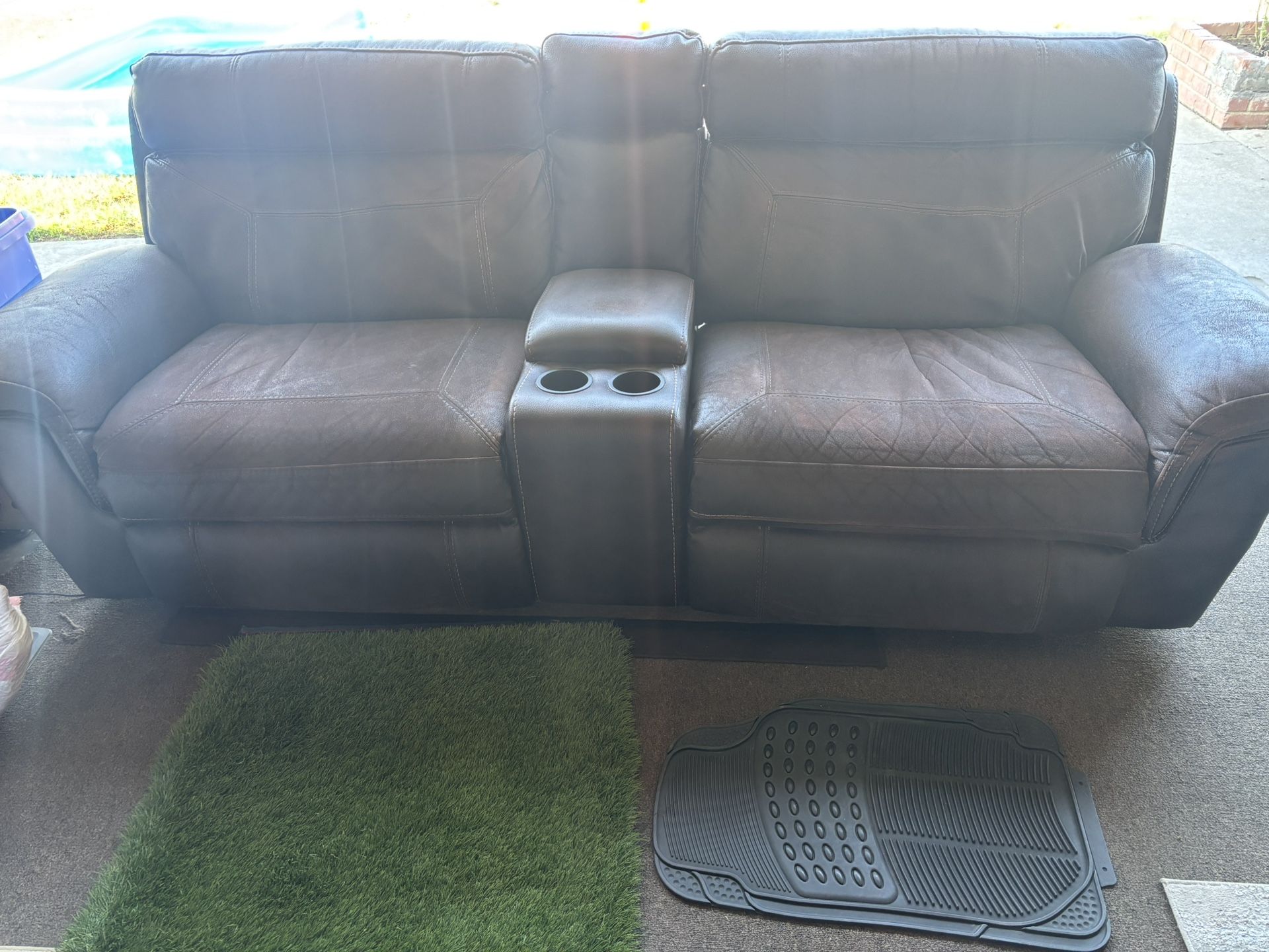Brown Leather Recliner-able Couch