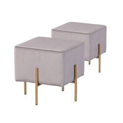 Luxury Velvet Ottoman Stool Gold Legs New in Box $50