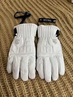 Hestra Leather Ski Snowboard Gloves White Size 10