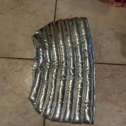 Silver metallic puffer skirt y2k disco faux leather dress skirt rare club mini 