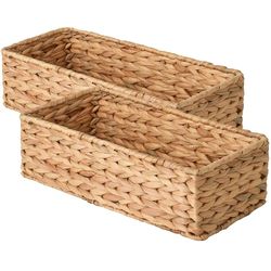 StorageWorks Toilet Tank Basket for Bathroom, Water Hyacinth Storage Baskets for Toilet Tank Top, 2-Pack