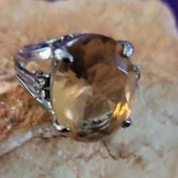 Citrine Glass Cocktail Ring.