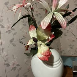 Artificial Flower Arrangement In Ceramic Pot 