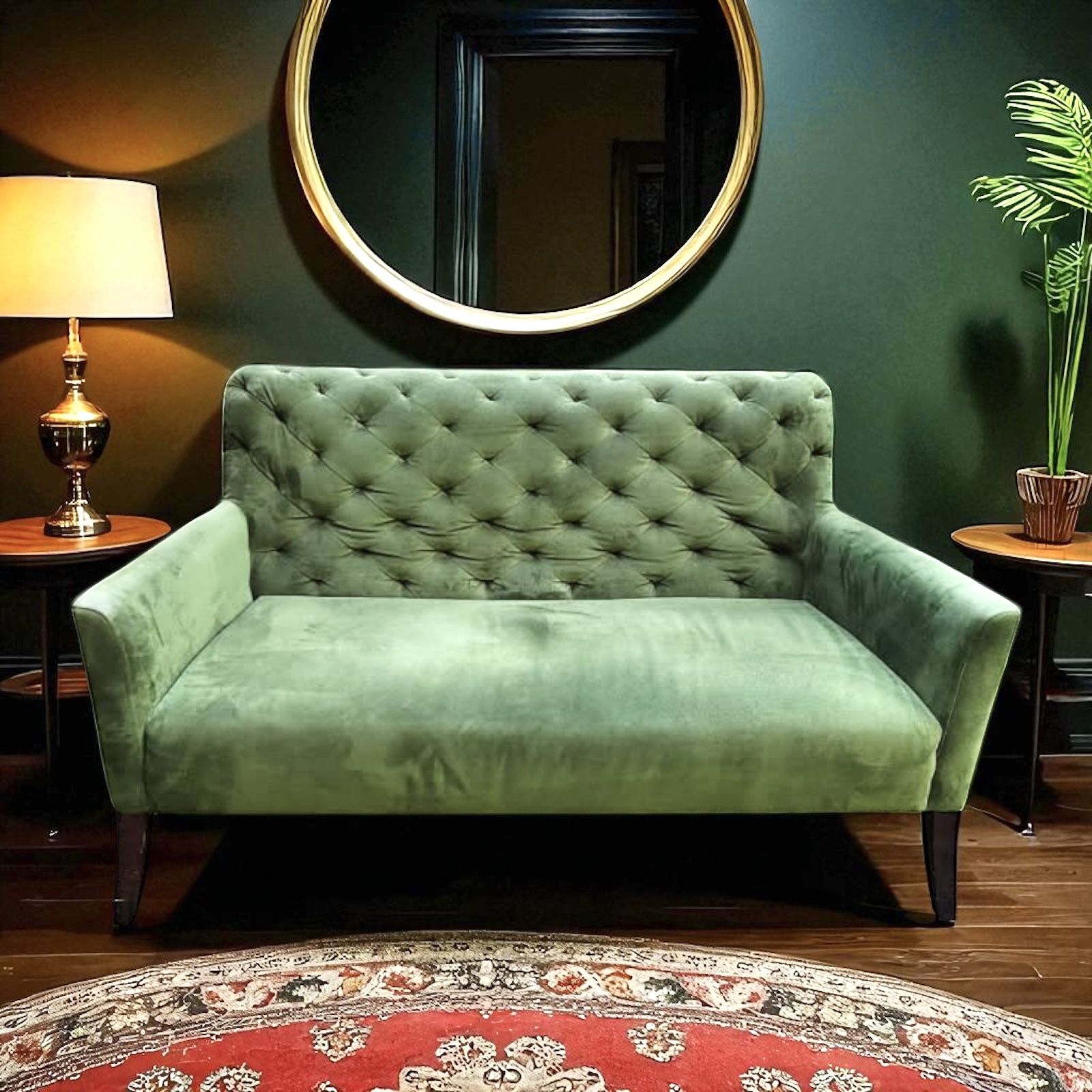 Green Velvet Couch 