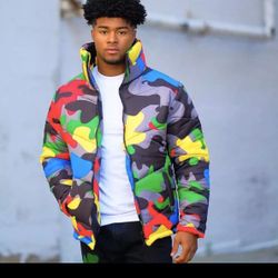 Outerwear Puffy Unisex Camouflage Jacket-