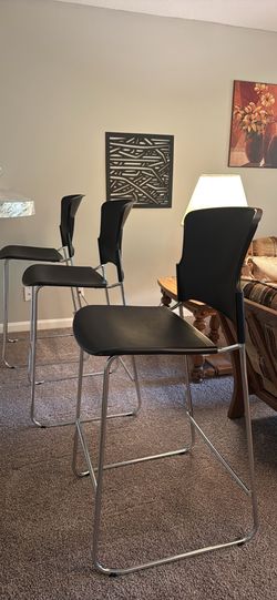 3 Black and Chrome Bar stools
