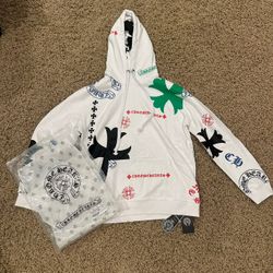 Chrome Hearts White Hoodie with design 