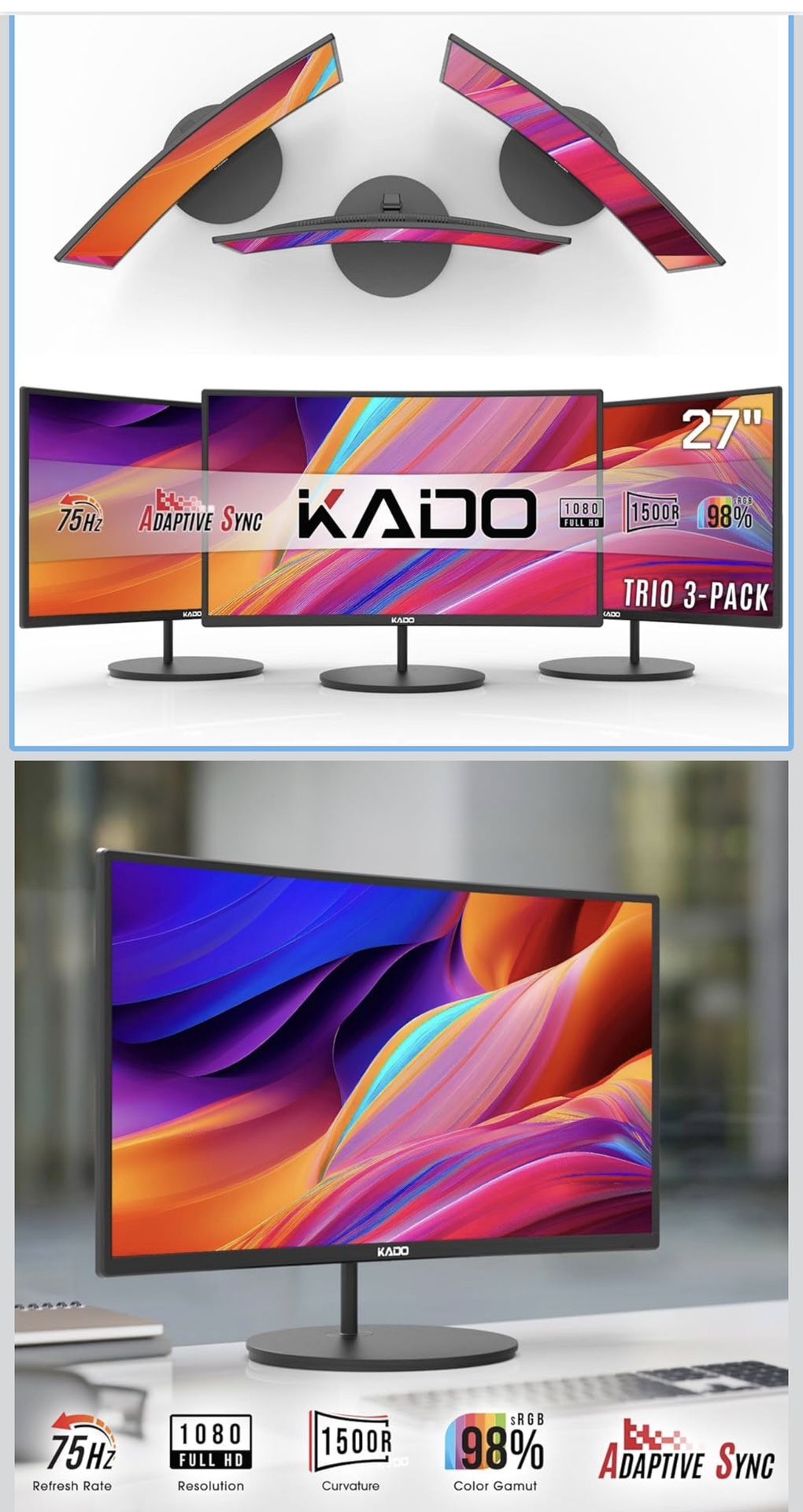 3 27 Inch Monitors Open Box Never Used 