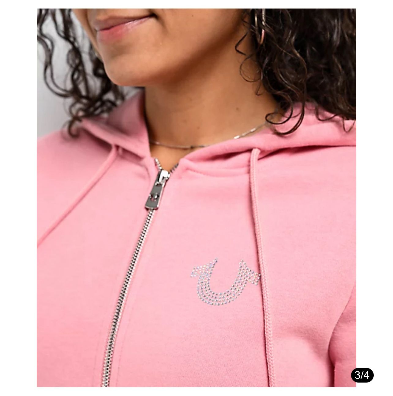 Pink True Religion Cropped Hoodie