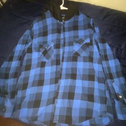 Blue light weight Hooded Flannel  