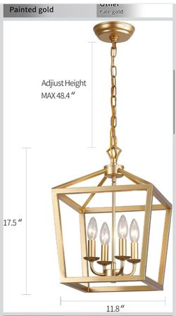Gold Lantern Chandelier – 4-Light Pendant Fixture