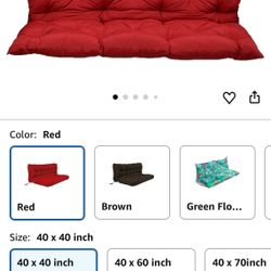 Outside Benches Cushion with Backrest, Thicken Waterproof Swing Cushions 2/3 Seater Replacement, Porch Swing Cushions Outdoor (Red, 40 x 40 inch)