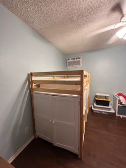 Kids Loft Bed with Storage Cabinet