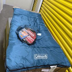 Coleman Brazos 20 to 30 degree F Adult Cool Weather Sleeping Bag Blue Storage Bag