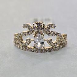 14kt Gold CZ Stone Tiara Ring 