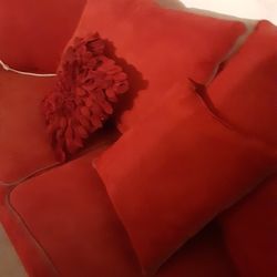 Clean Comfy Red Sofa $80.00 Cash Only (Serious Buyers)