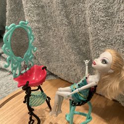 Ocean themed vanity And Sink with matching Monster High doll