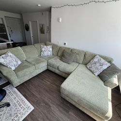 Sage Green 3 Sectional Couch (Like New Rarely Used)