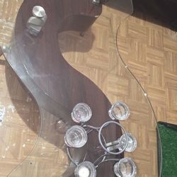 S shape glass table