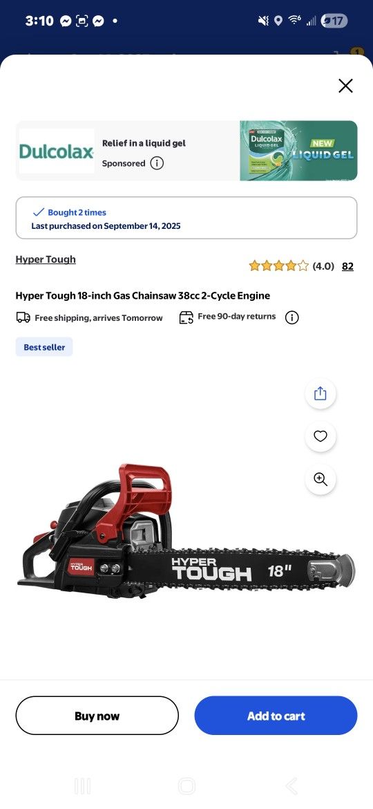 Hyper Tough 18 in. 42cc Gas Chainsaw