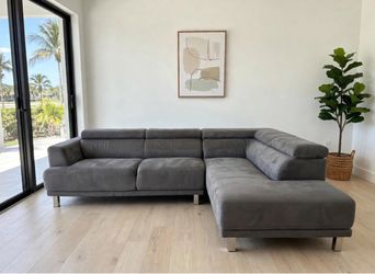 Carlo Perazzi Gray Microsuede Sectional Couch