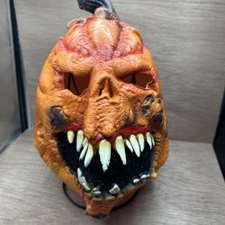 Scary Evil Pumpkin Head Ghoul Mask Halloween Horror Jack-O'-Lantern