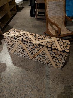 Handcrafted teak wood root bench